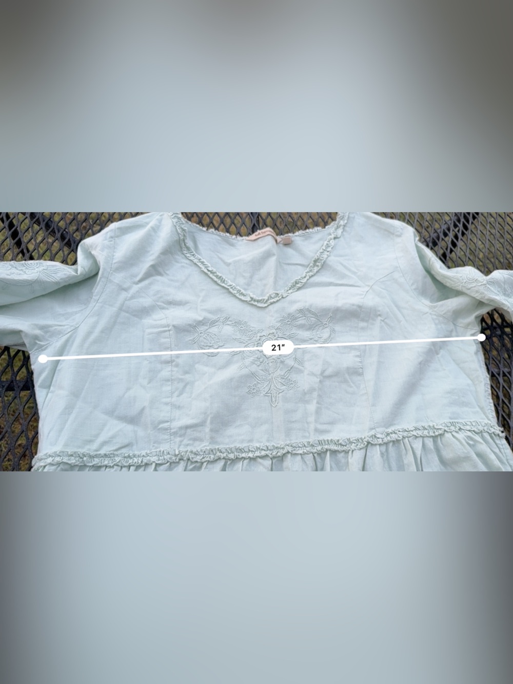Soft Surroundings Anastasia Nightgown Cumulus Blue Embroidered Maxi Dress Sz M - Picture 9 of 15
